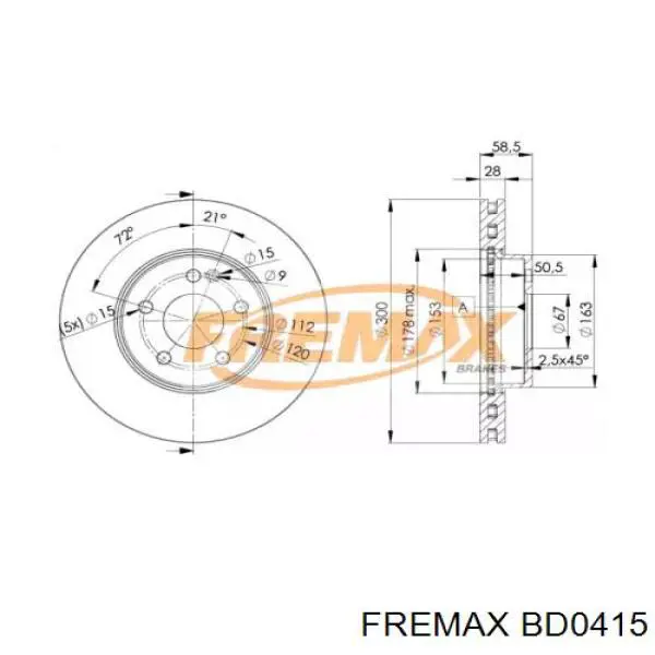 BD0415 Fremax диск тормозной передний