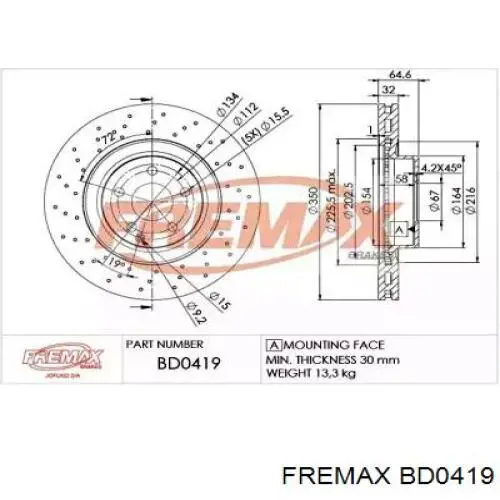 BD0419 Fremax диск тормозной передний