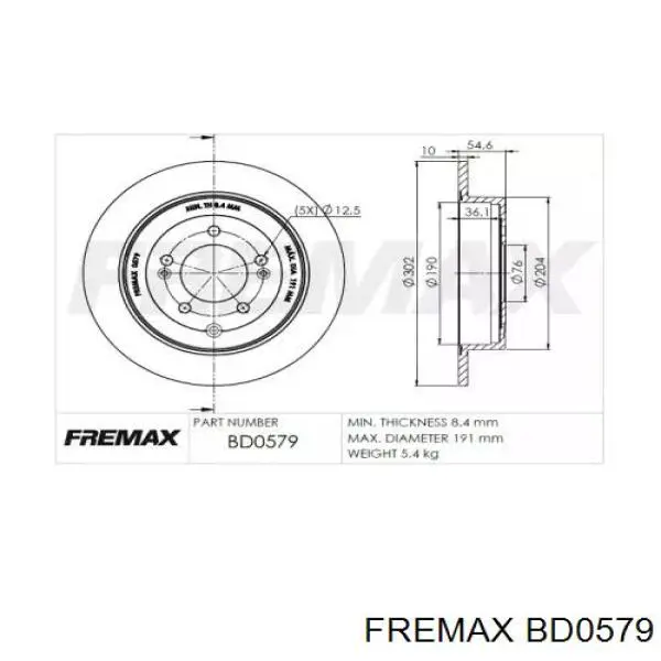 BD0579 Fremax disco do freio traseiro