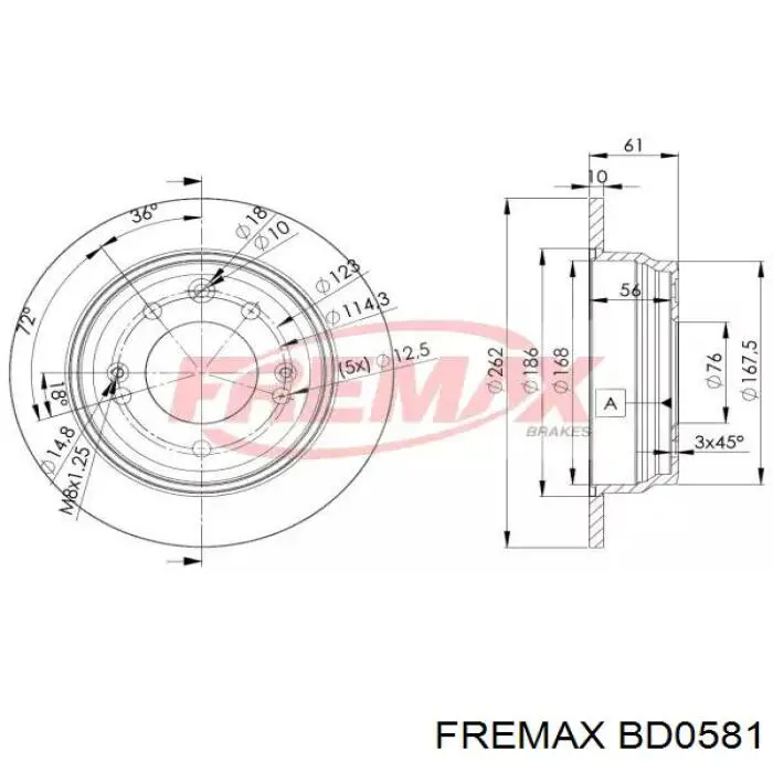 BD0581 Fremax диск тормозной задний