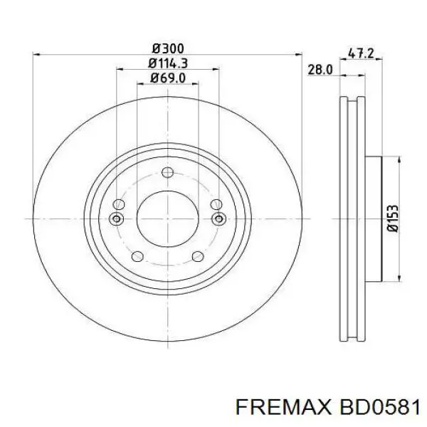 Задний тормозной диск Fremax BD0581 цена, от 31.46 USD