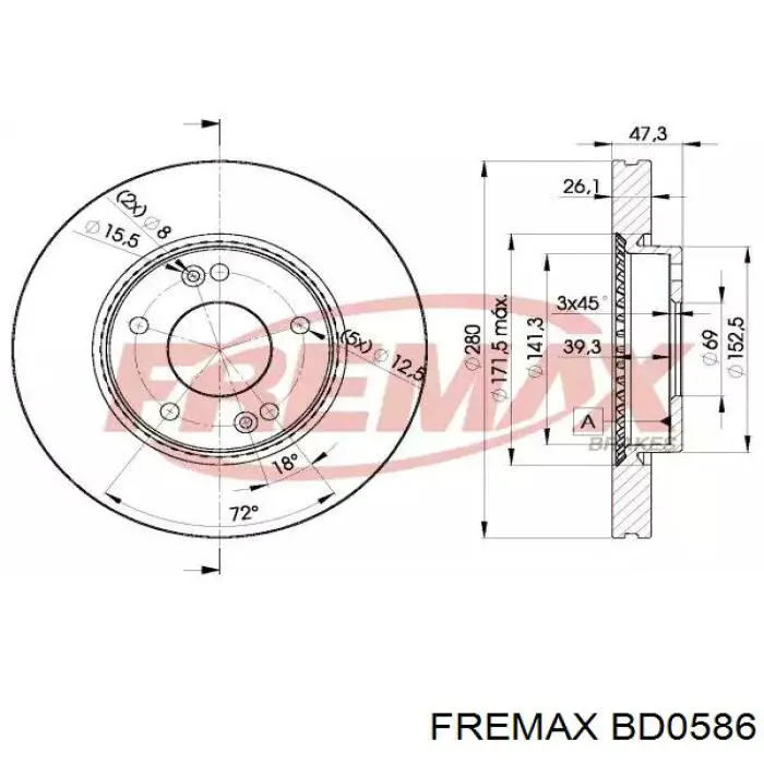 Передние тормозные диски BD0586 Fremax