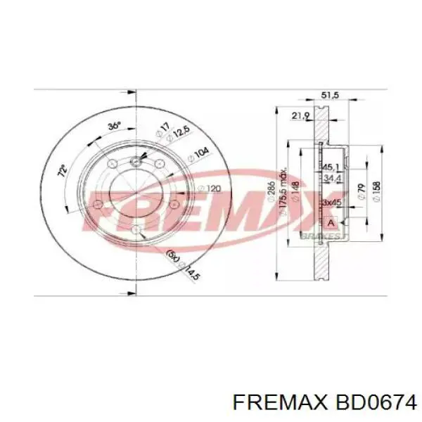 BD0674 Fremax диск тормозной передний