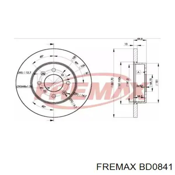 BD0841 Fremax диск тормозной передний