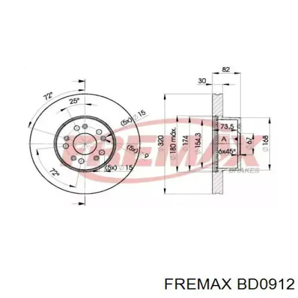 BD0912 Fremax диск тормозной передний