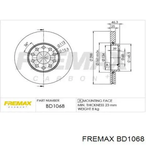 BD1068 Fremax диск тормозной передний