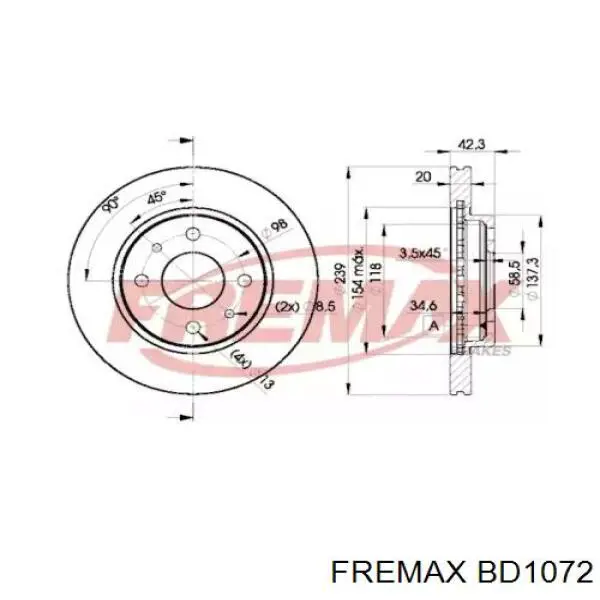 BD1072 Fremax диск тормозной передний