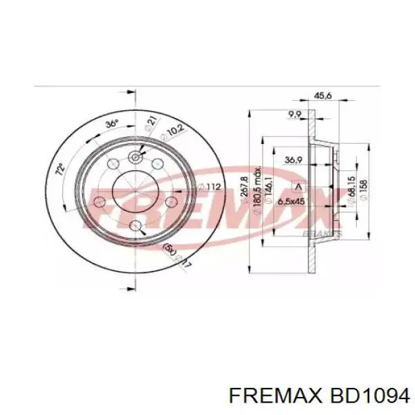 BD1094 Fremax диск тормозной задний