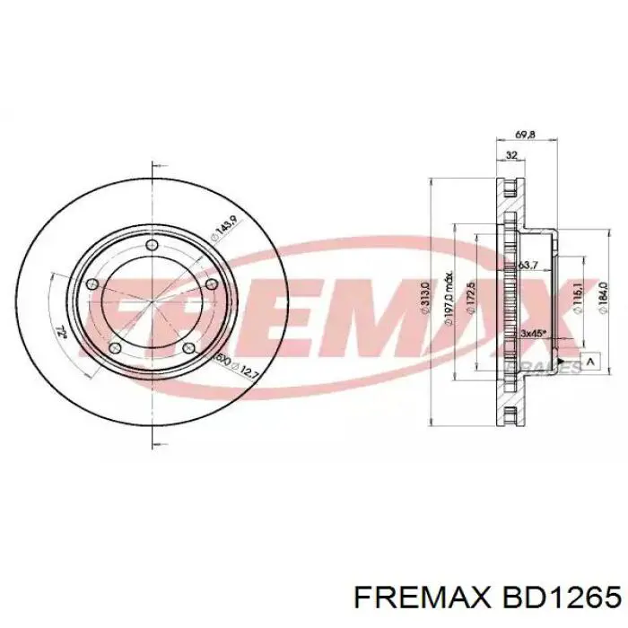 Передние тормозные диски BD1265 Fremax