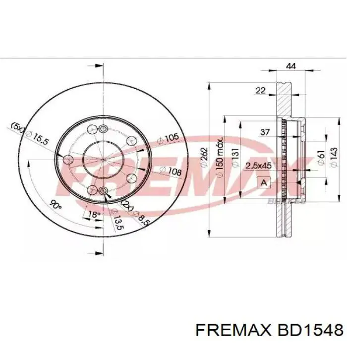 Передний тормозной диск Fremax BD1548