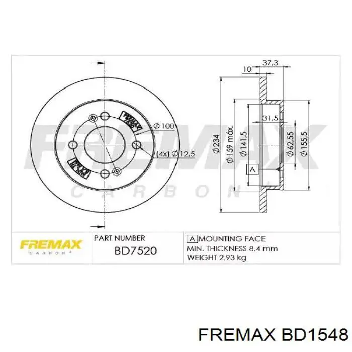 Купить BD1548 Fremax Ротор тормозной