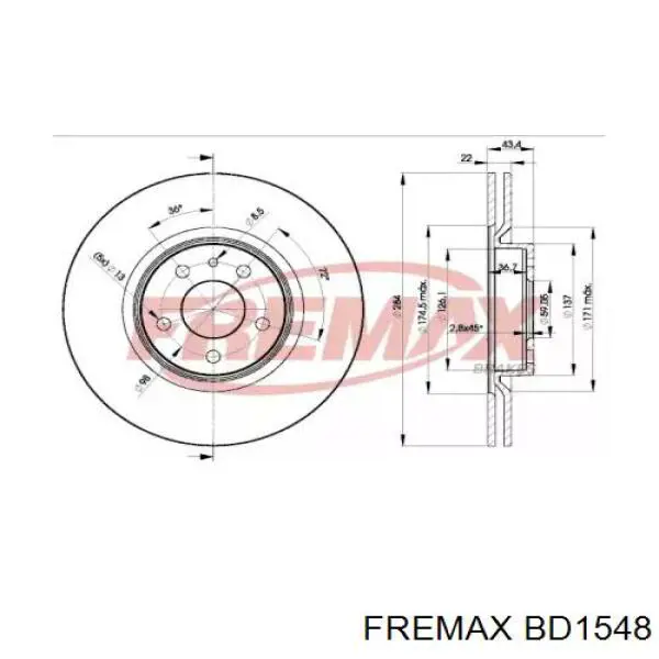BD1548 Fremax передние тормозные диски