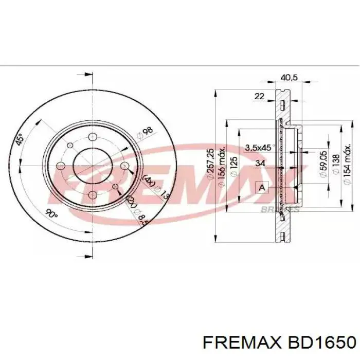 BD1650 Fremax диск тормозной передний