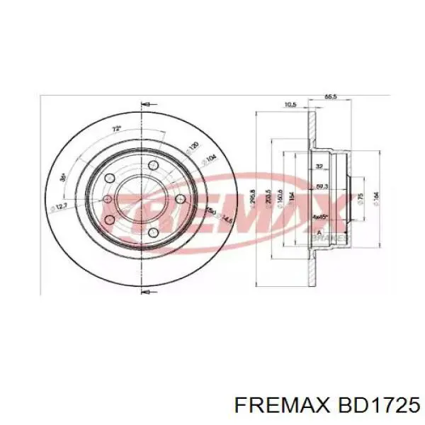 BD1725 Fremax диск тормозной задний