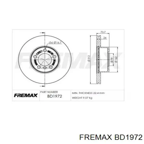 BD1972 Fremax диск тормозной передний