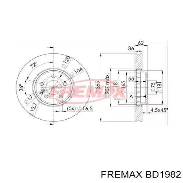 BD1982 Fremax диск тормозной передний