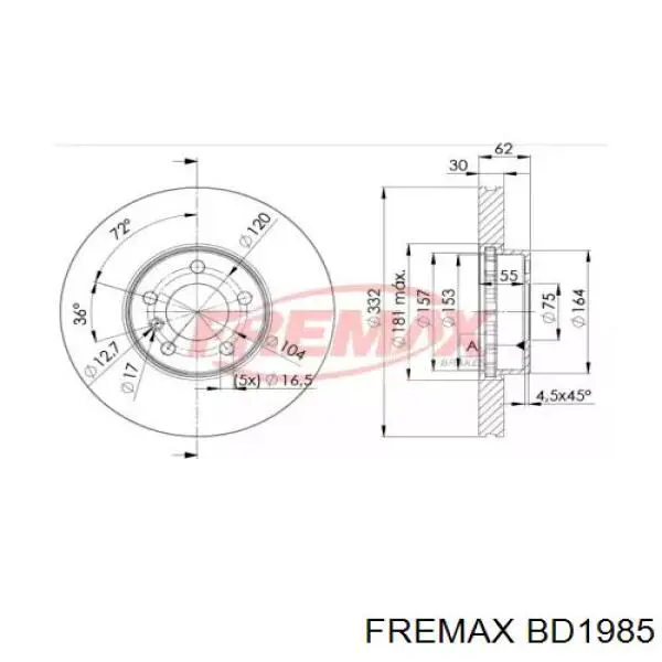 BD1985 Fremax диск тормозной передний