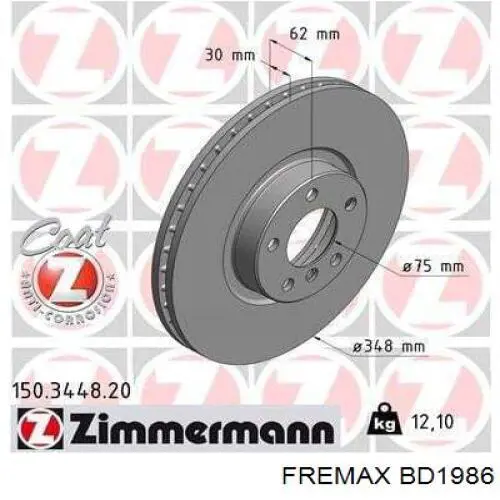 Передние тормозные диски BD1986 Fremax