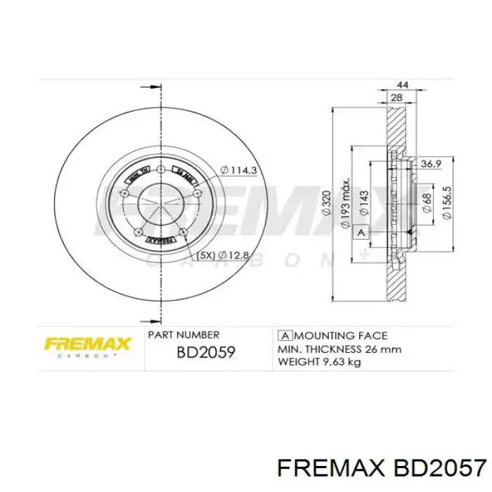 Тормоз дисковый передний Fremax BD2057 цена, от 54.25 USD