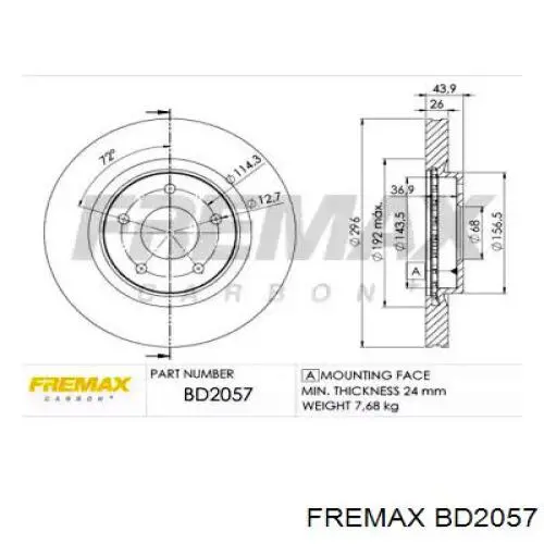 BD2057 Fremax диск тормозной передний