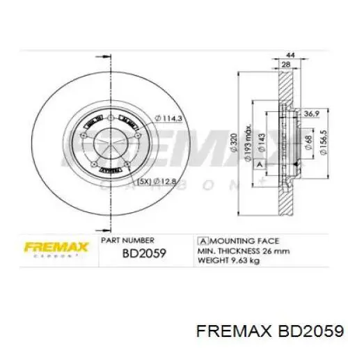 Передние тормозные диски BD2059 Fremax