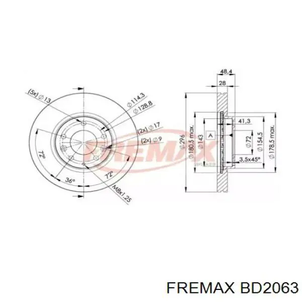 BD2063 Fremax диск тормозной передний