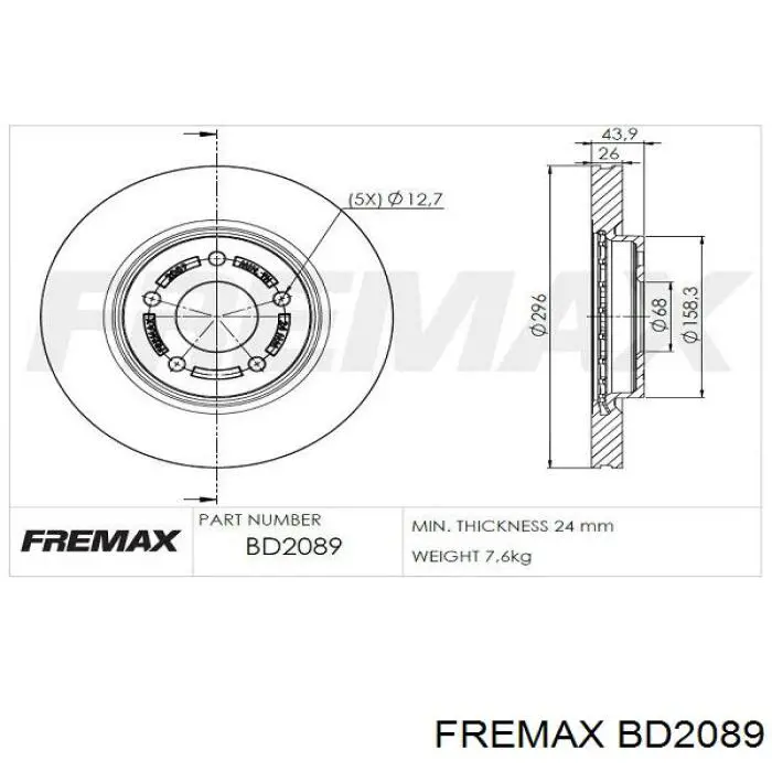 Передние тормозные диски BD2089 Fremax