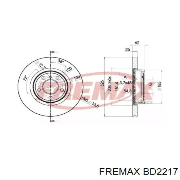 BD2217 Fremax диск тормозной передний