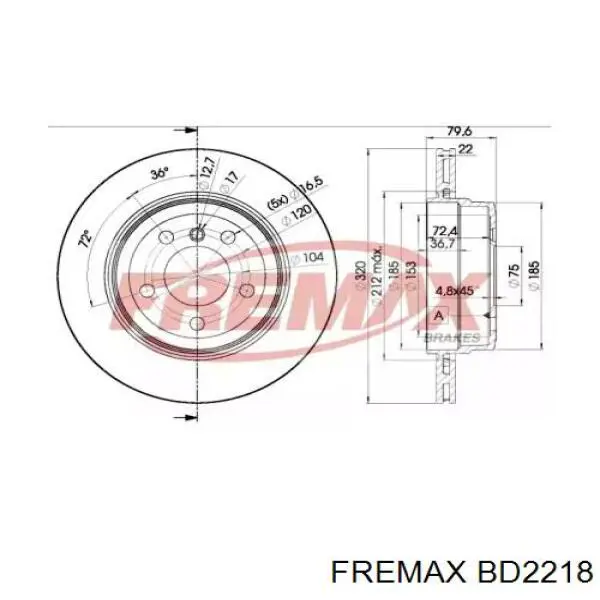 BD2218 Fremax диск тормозной задний