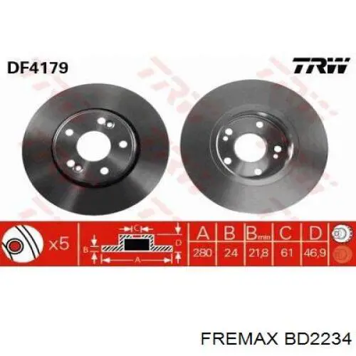 Передний тормозной диск Fremax BD2234