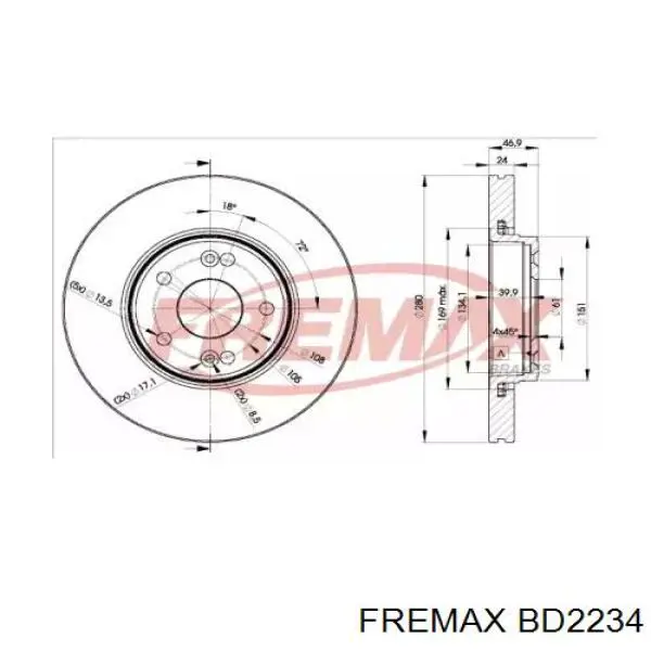 BD 2234 Fremax диск тормозной передний
