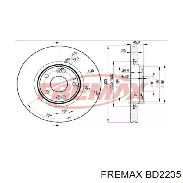 Передние тормозные диски BD2235 Fremax