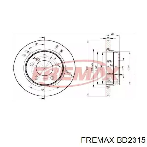 BD2315 Fremax диск тормозной задний