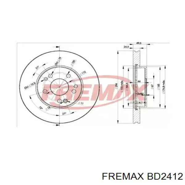 Передние тормозные диски BD2412 Fremax