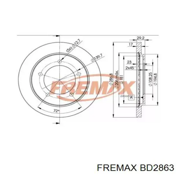 Передние тормозные диски BD2863 Fremax