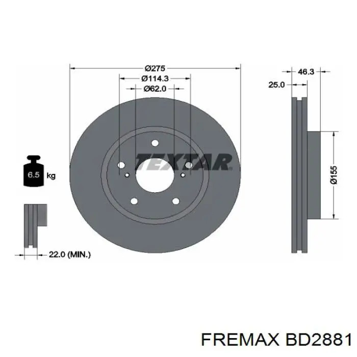 Передние тормозные диски BD2881 Fremax