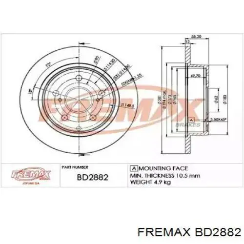 Тормозные диски BD2882 Fremax