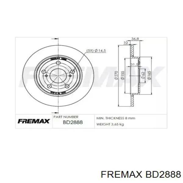 Тормозные диски BD2888 Fremax