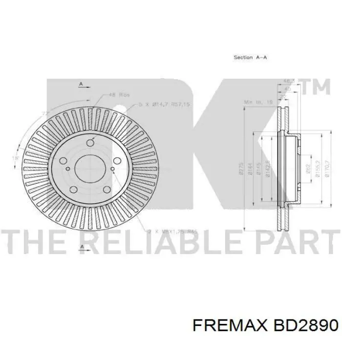 BD2890 Fremax Диск тормозной передний