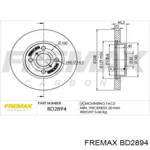 Передние тормозные диски BD2894 Fremax