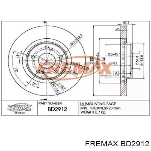 Передние тормозные диски BD2912 Fremax