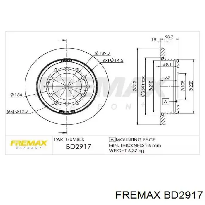 Тормозные диски BD2917 Fremax