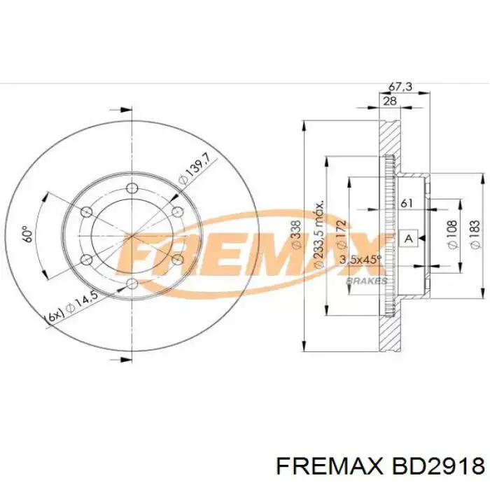 Передние тормозные диски BD2918 Fremax