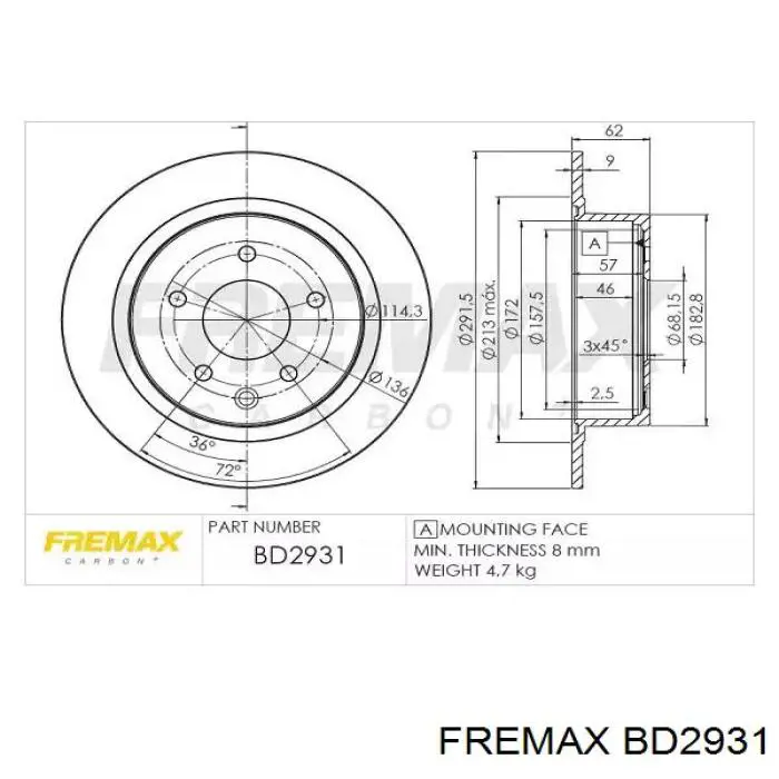BD2931 Fremax диск тормозной задний