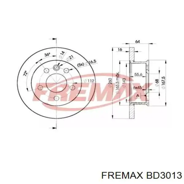 Передние тормозные диски BD3013 Fremax