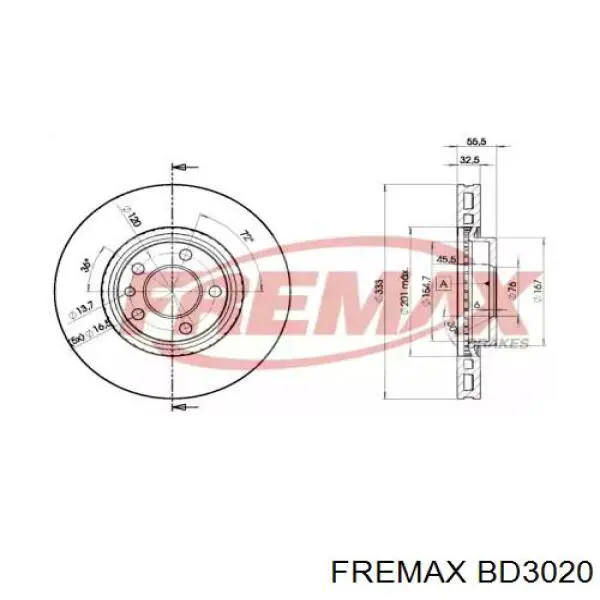 Передние тормозные диски BD3020 Fremax