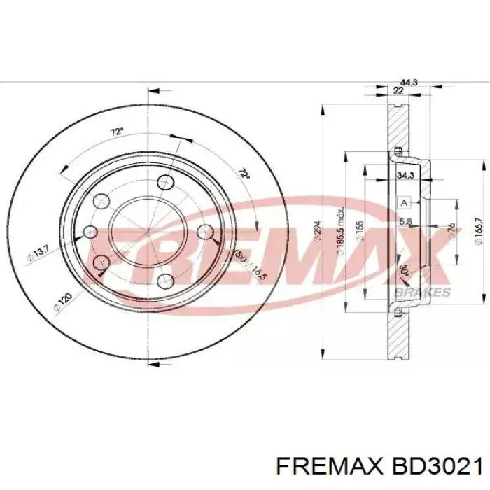 Задний тормозной диск Fremax BD3021 цена, от 46.08 USD