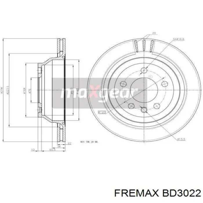 Задний дисковый тормоз Fremax BD3022