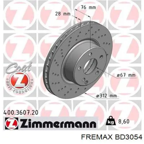 Передние тормозные диски BD3054 Fremax