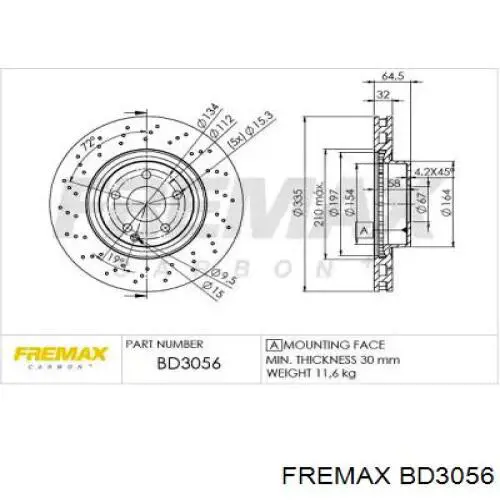 Передние тормозные диски BD3056 Fremax